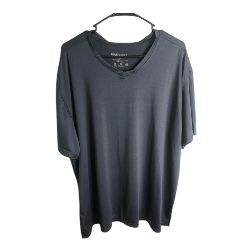 Essentials Men's Dark Gray V-Neck Short Sleeve T Shirt Size 3X